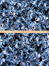 Dark Cornflower/Beau Blue/Black/Multi Polyester/Lycra Paisley Print DTY Knit 58W
