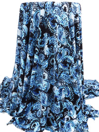 Dark Cornflower/Beau Blue/Black/Multi Polyester/Lycra Paisley Print DTY Knit 58W