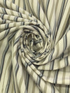 Muted Cream/Sage/Dark Moon 100% Cotton Vertical Multi-Stripe Shirting 62W