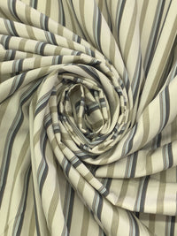 Muted Cream/Sage/Dark Moon 100% Cotton Vertical Multi-Stripe Shirting 62W