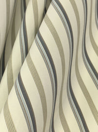 Muted Cream/Sage/Dark Moon 100% Cotton Vertical Multi-Stripe Shirting 62W