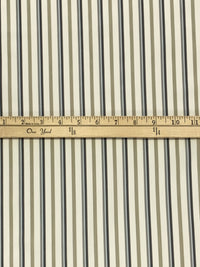 Muted Cream/Sage/Dark Moon 100% Cotton Vertical Multi-Stripe Shirting 62W