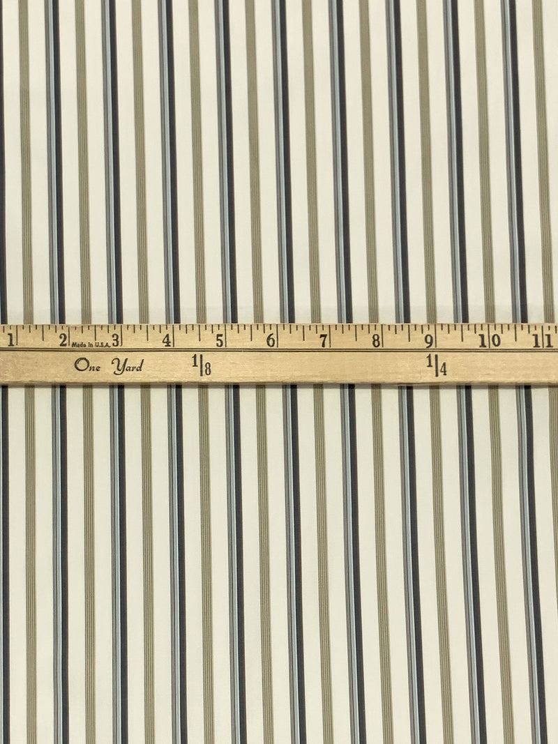 Muted Cream/Sage/Dark Moon 100% Cotton Vertical Multi-Stripe Shirting 62W