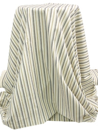 Muted Cream/Sage/Dark Moon 100% Cotton Vertical Multi-Stripe Shirting 62W