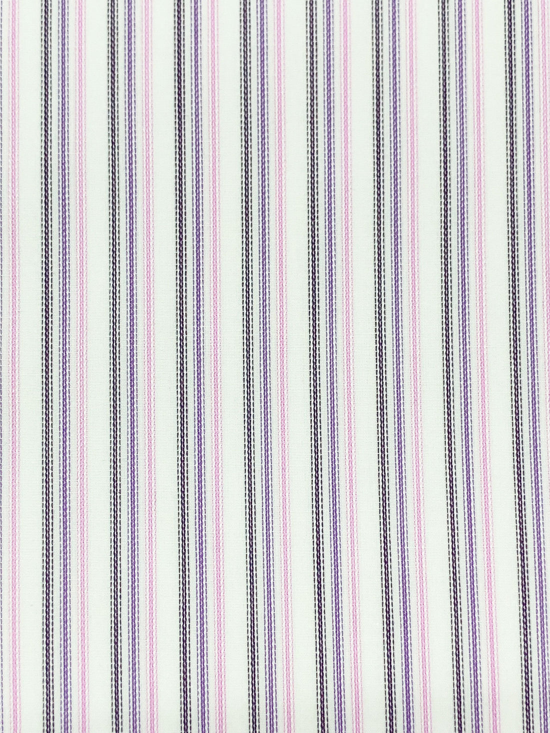 White/Deep Amethyst/Pink Lavender/Dark Plum 100% Cotton Vertical Multi-Stripe Shirting 58W