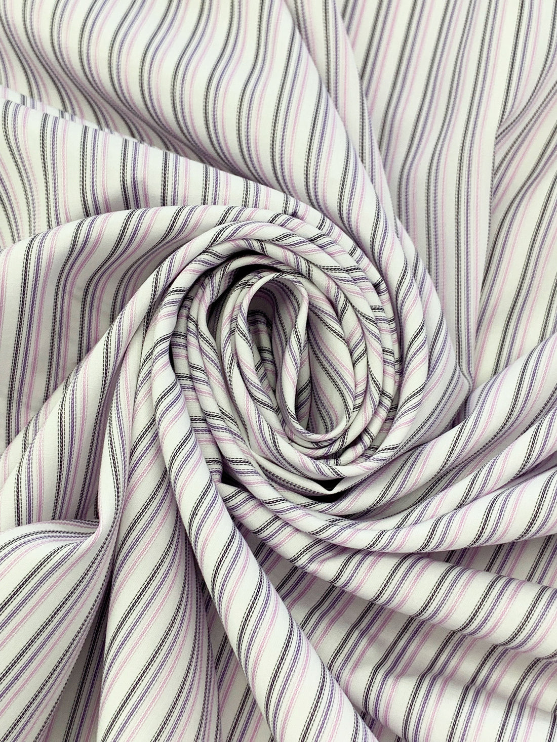 White/Deep Amethyst/Pink Lavender/Dark Plum 100% Cotton Vertical Multi-Stripe Shirting 58W