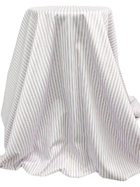 White/Deep Amethyst/Pink Lavender/Dark Plum 100% Cotton Vertical Multi-Stripe Shirting 58W