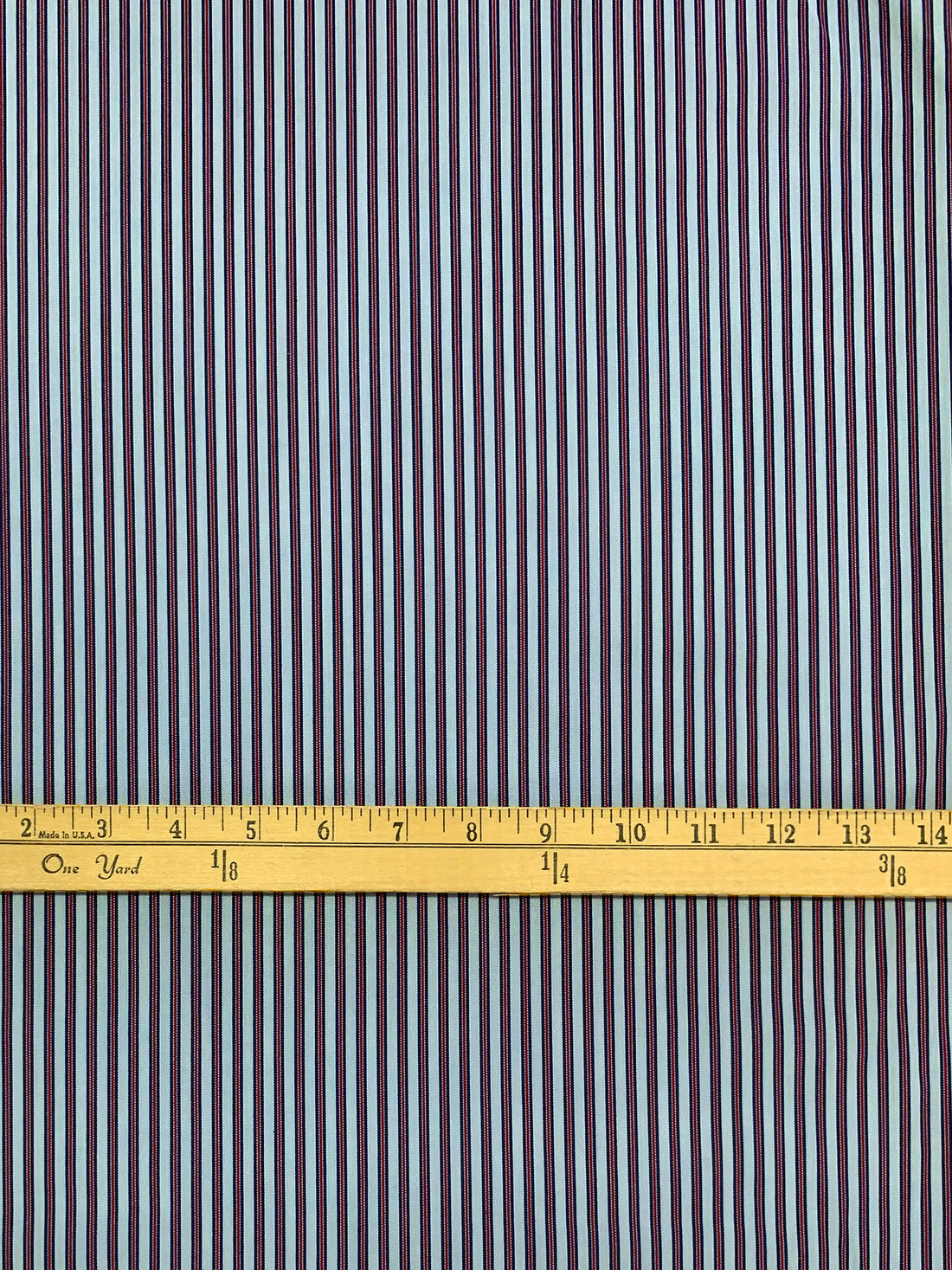 Soft Cornflower/Cabernet/Dark Navy 100% Cotton Vertical Multi-Stripe Shirting 64W