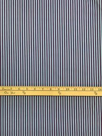 Soft Cornflower/Cabernet/Dark Navy 100% Cotton Vertical Multi-Stripe Shirting 64W