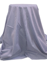 Soft Cornflower/Cabernet/Dark Navy 100% Cotton Vertical Multi-Stripe Shirting 64W