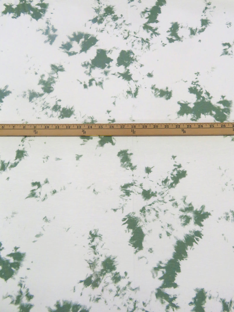 White/Pale Hunter Green Rayon/Lycra Tie-Dye Look Print Jersey Knit 60W