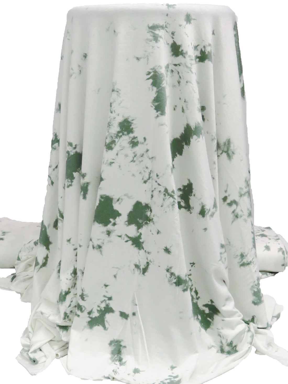 White/Pale Hunter Green Rayon/Lycra Tie-Dye Look Print Jersey Knit 60W