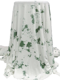 White/Pale Hunter Green Rayon/Lycra Tie-Dye Look Print Jersey Knit 60W