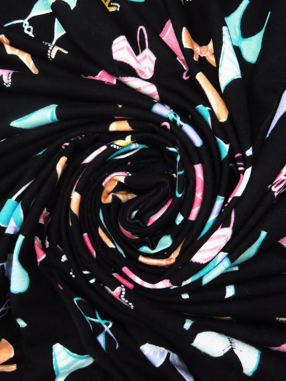 Black/French Pink/Turquoise/Multi Rayon/Lycra Swimsuit Print Jersey Knit 66W