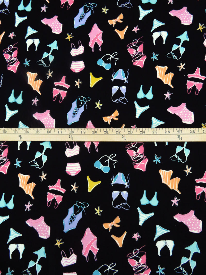 Black/French Pink/Turquoise/Multi Rayon/Lycra Swimsuit Print Jersey Knit 66W