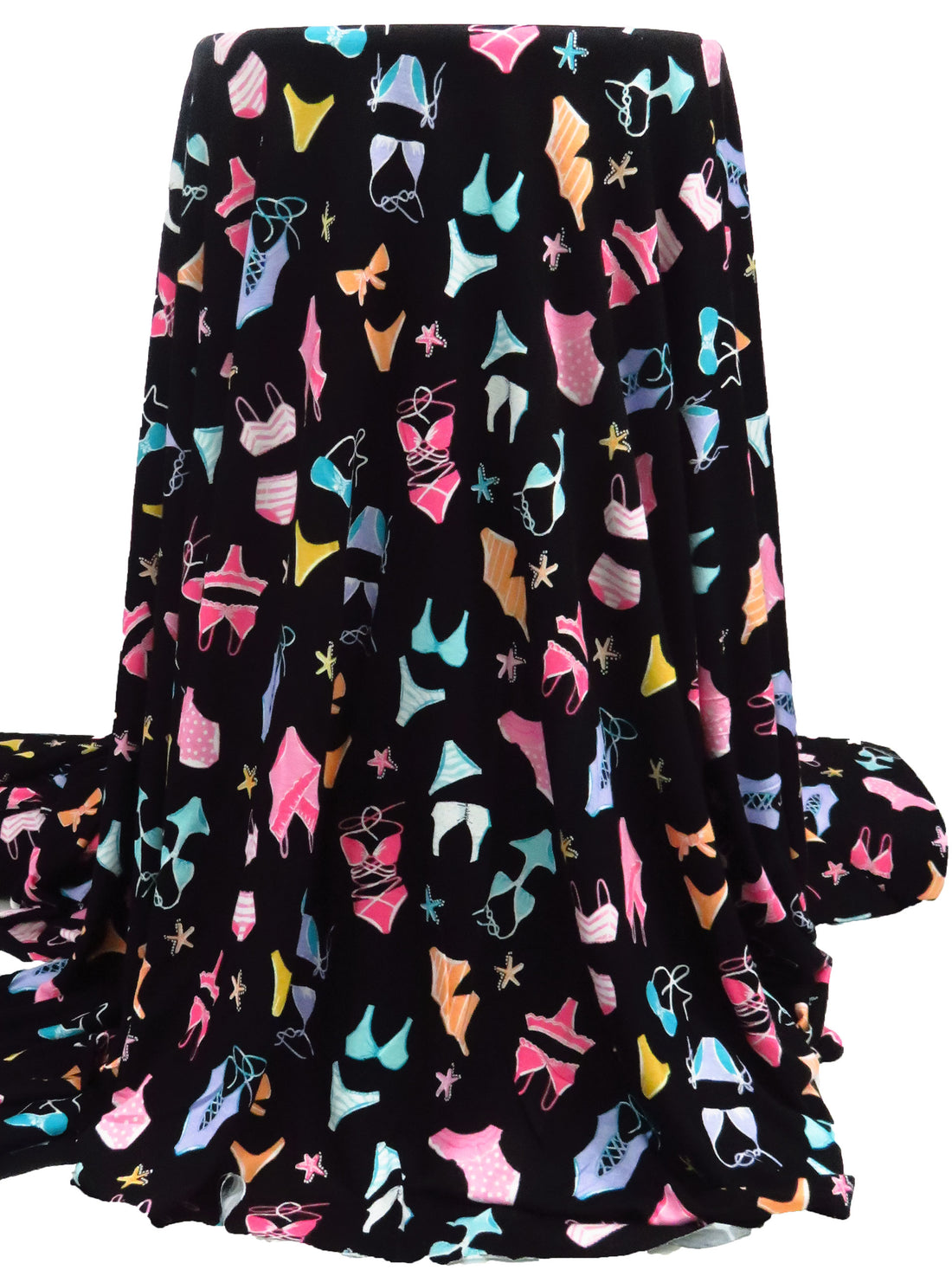Black/French Pink/Turquoise/Multi Rayon/Lycra Swimsuit Print Jersey Knit 66W