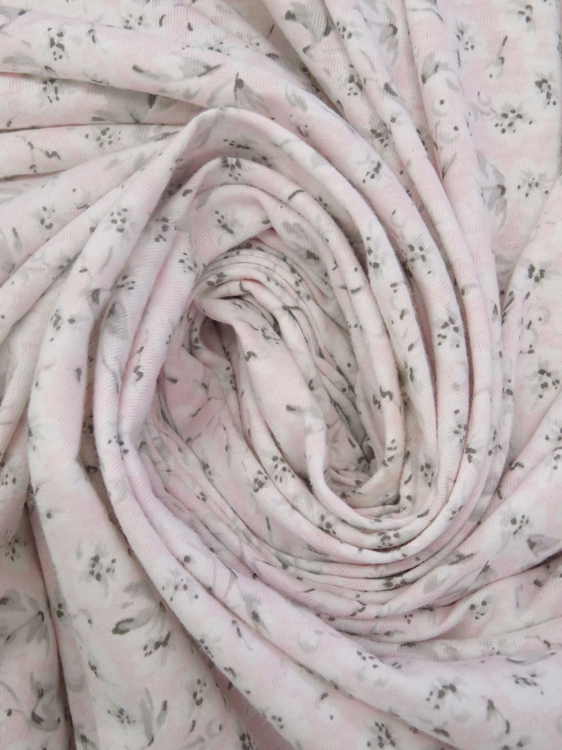 Lotion Pink/White/Pale Gray/Dark Nickel 100% Cotton Floral Print Jersey Knit 62W