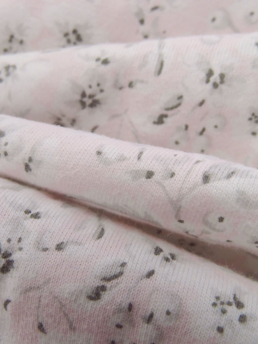 Lotion Pink/White/Pale Gray/Dark Nickel 100% Cotton Floral Print Jersey Knit 62W
