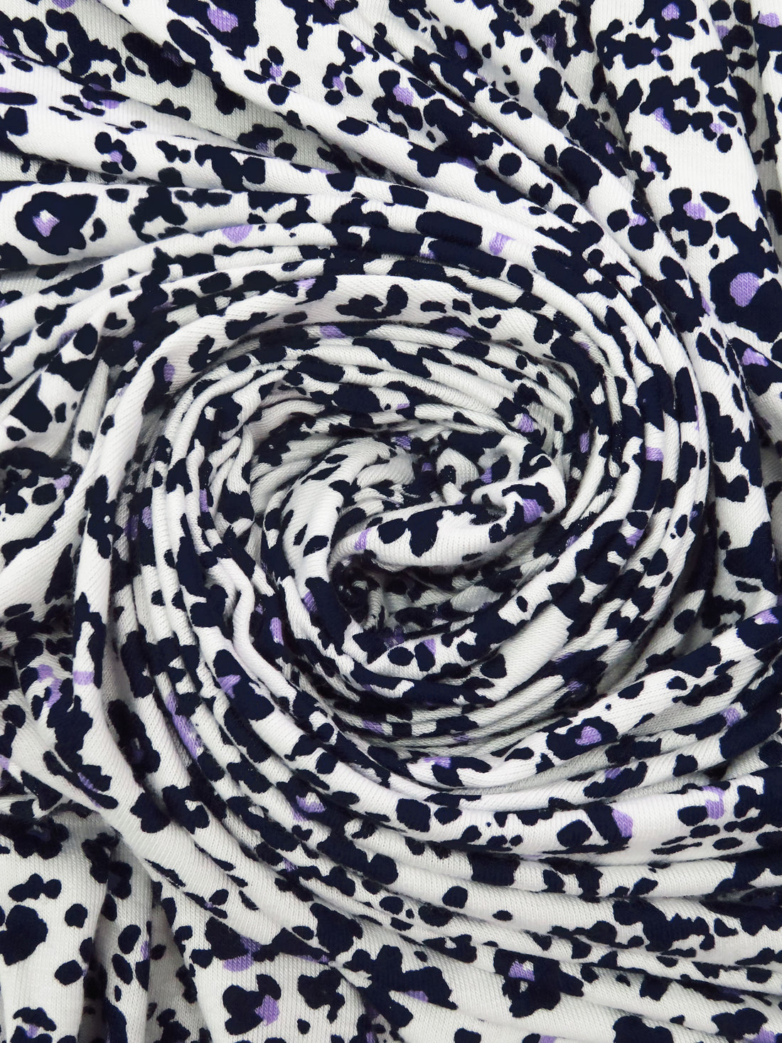 White/Midnight Navy/Wisteria Rayon/Lycra Animal Print Jersey Knit 66W