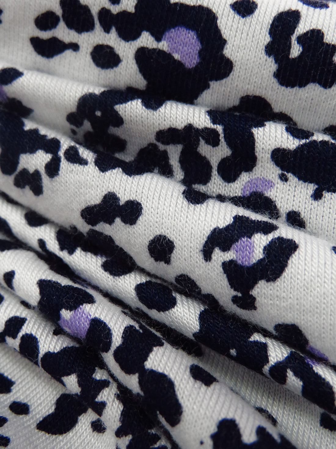 White/Midnight Navy/Wisteria Rayon/Lycra Animal Print Jersey Knit 66W