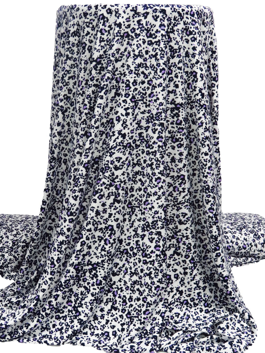 White/Midnight Navy/Wisteria Rayon/Lycra Animal Print Jersey Knit 66W