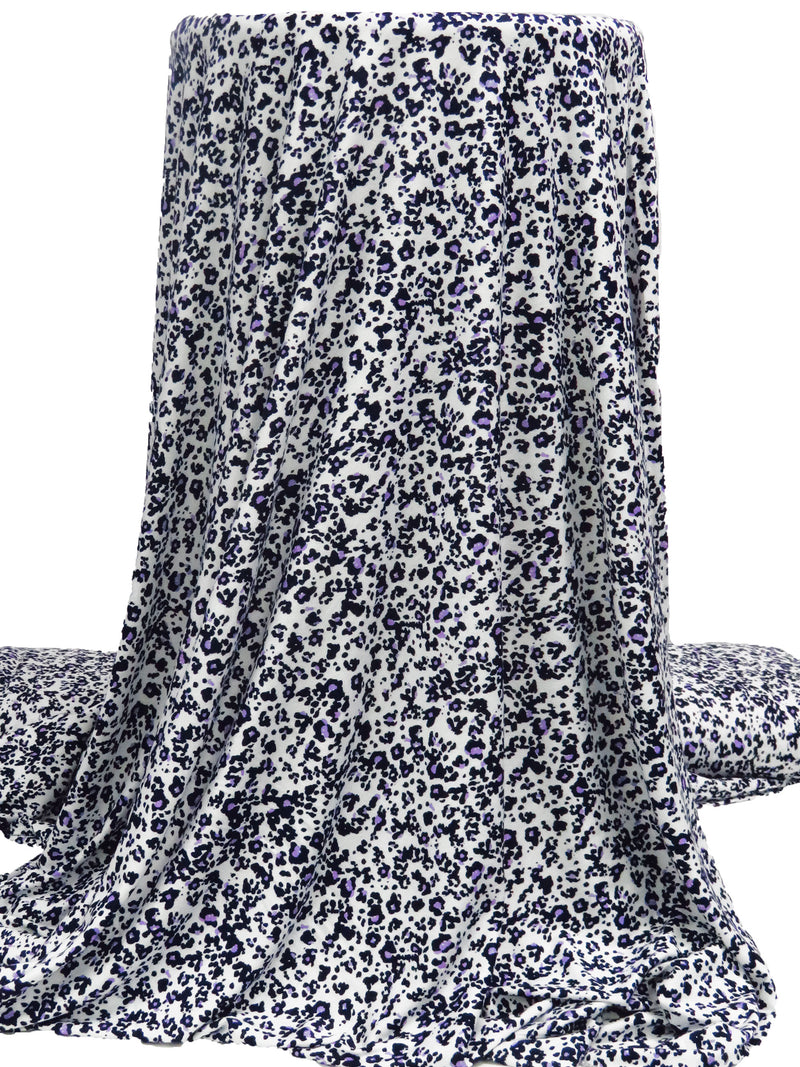 White/Midnight Navy/Wisteria Rayon/Lycra Animal Print Jersey Knit 66W