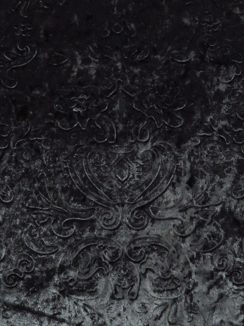 Black Polyester/Lycra Damask Embossed Velvet Knit 56W