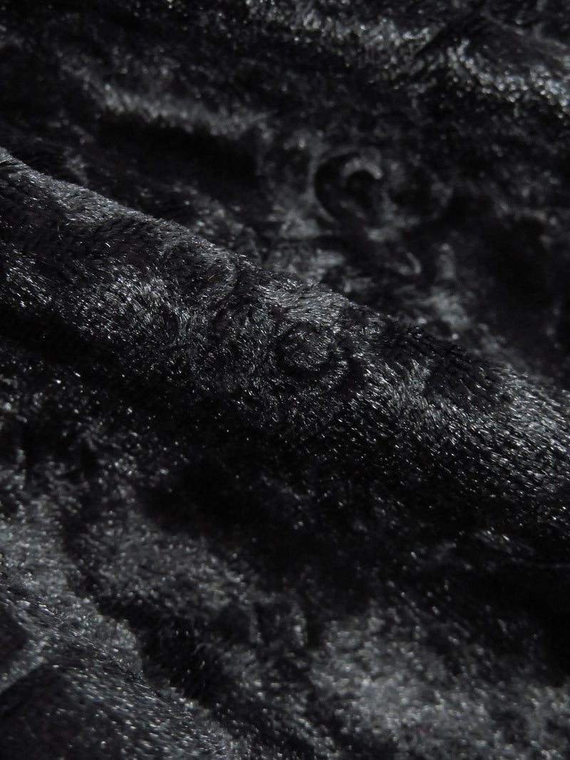 Black Polyester/Lycra Damask Embossed Velvet Knit 56W