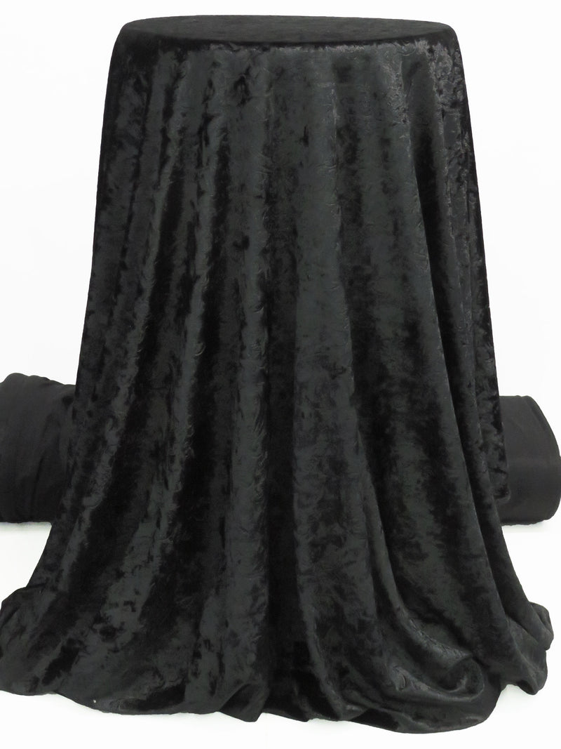 Black Polyester/Lycra Damask Embossed Velvet Knit 56W