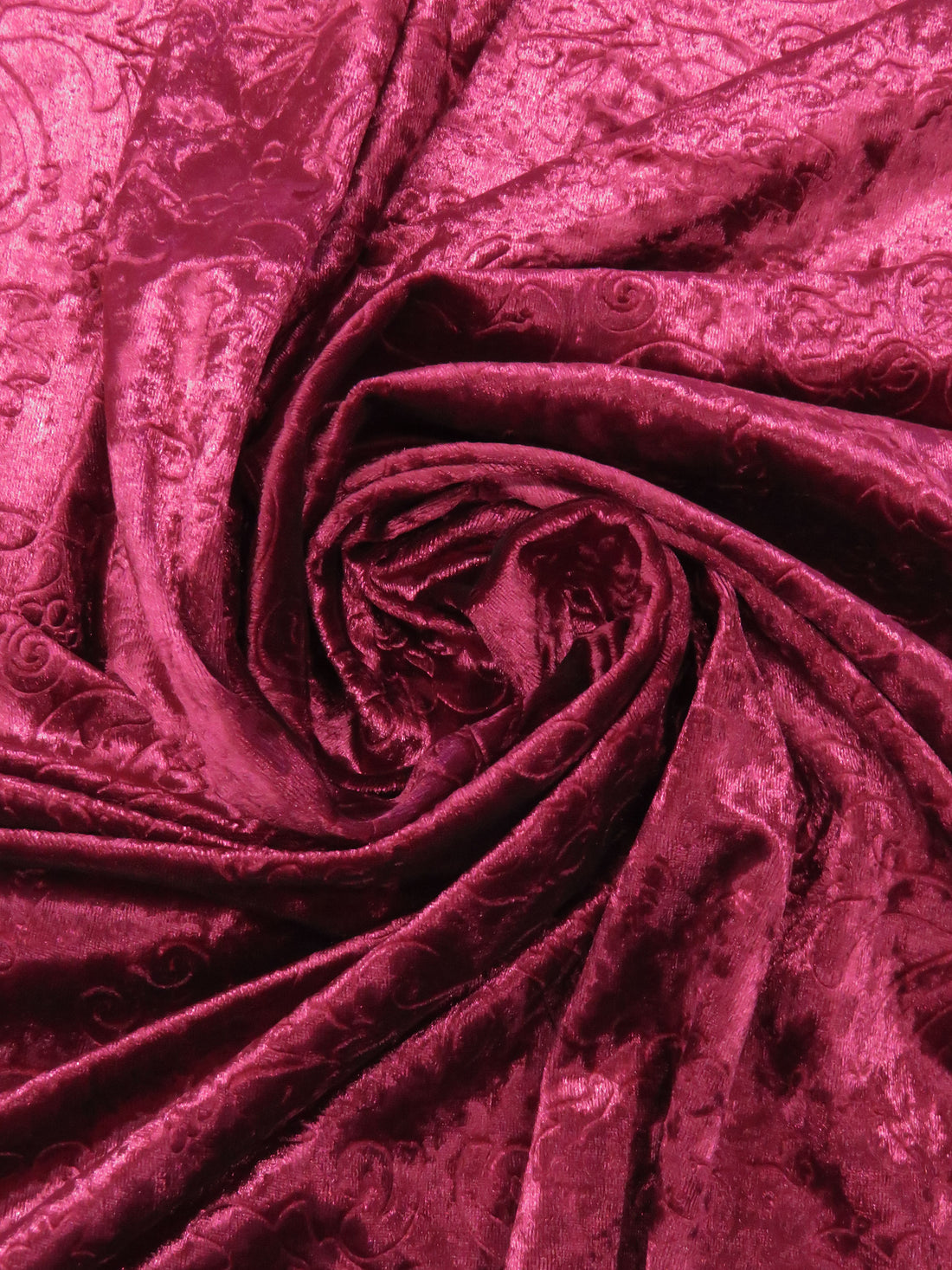 Merlot Red Polyester/Lycra Damask Embossed Velvet Knit 58W