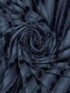 Independence Blue Polyester/Lycra Vertical Ribbon-Look Stripe Stretch Crinkle Velvet Knit 58W