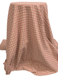 Canyon Clay Pink/Off-White 100% Cotton Yarn-Dyed Plaid Brushed Shirting - NY Designer - 60W