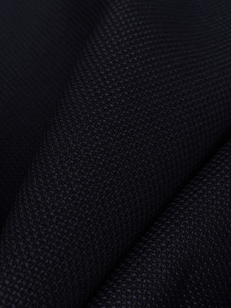 Midnight Navy 100% Wool Diamond Weave Suiting - NY Designer - 62W