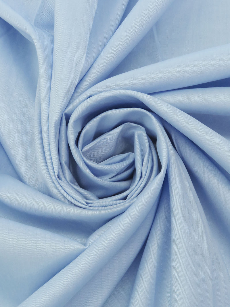 Breezy Blue/White 100% Cotton Vertical Herringbone Stripe Shirting 60W