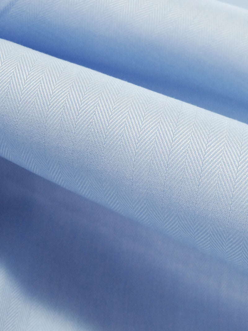 Breezy Blue/White 100% Cotton Vertical Herringbone Stripe Shirting 60W