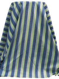 Dark Blue/White/Pistachio/Multi 100% Cotton Vertical Stripe Yarn-Dyed Weave Shirting 56W