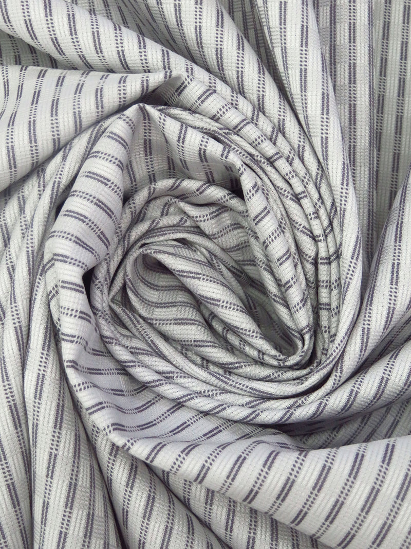 White/Dark Lavender Gray 100% Cotton Vertical Stripe Novelty Weave Shirting 58W
