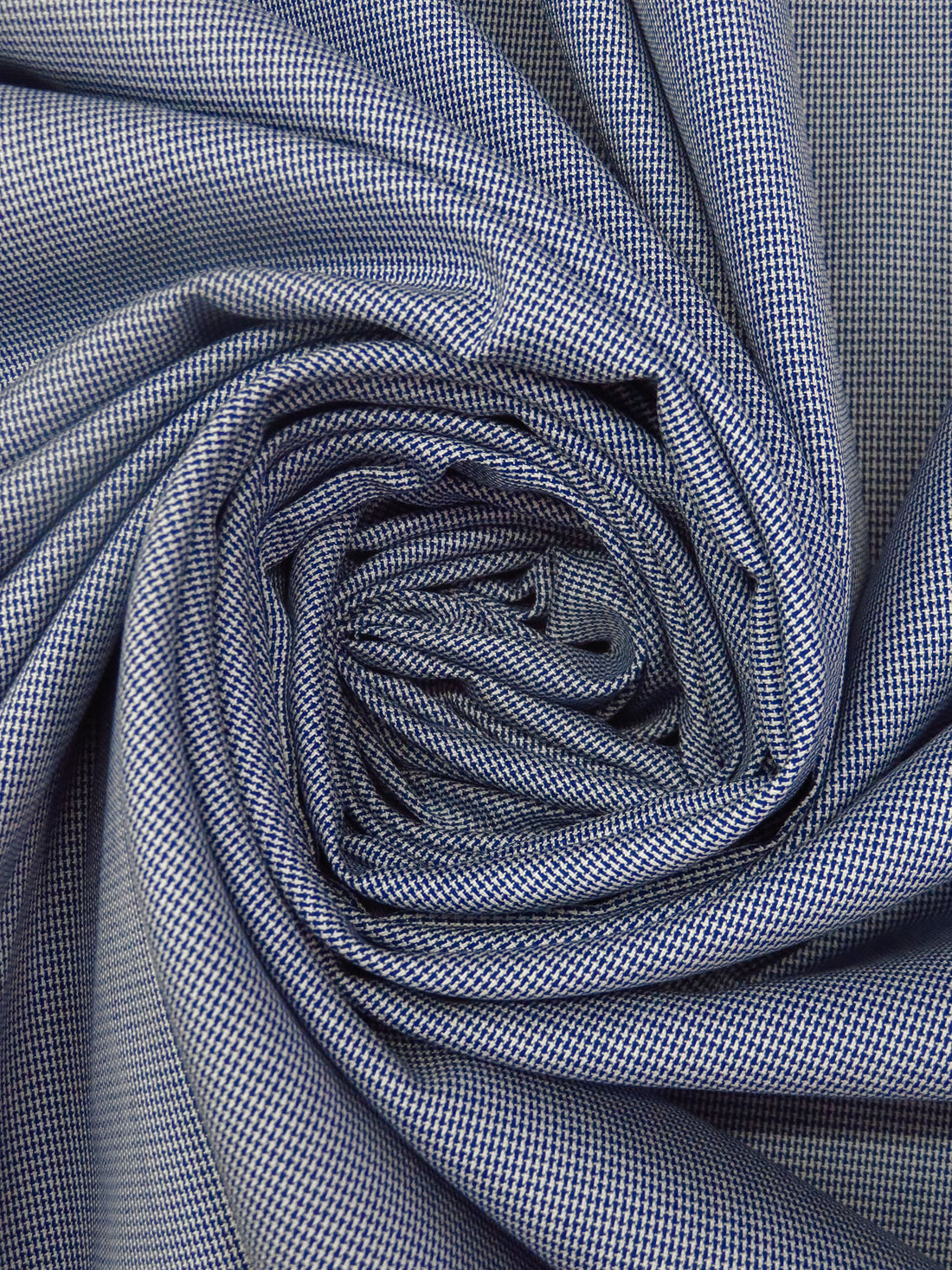 Cetacean Blue/Off-White 100% Cotton Micro Check Weave Shirting 58W