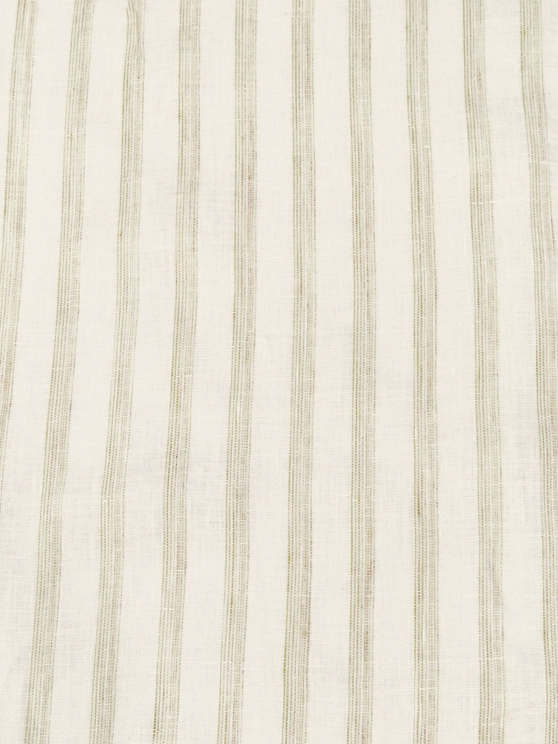 Pastel Olive/Off-White 100% Linen Vertical Stripe Weave Shirt Weight Woven 56W