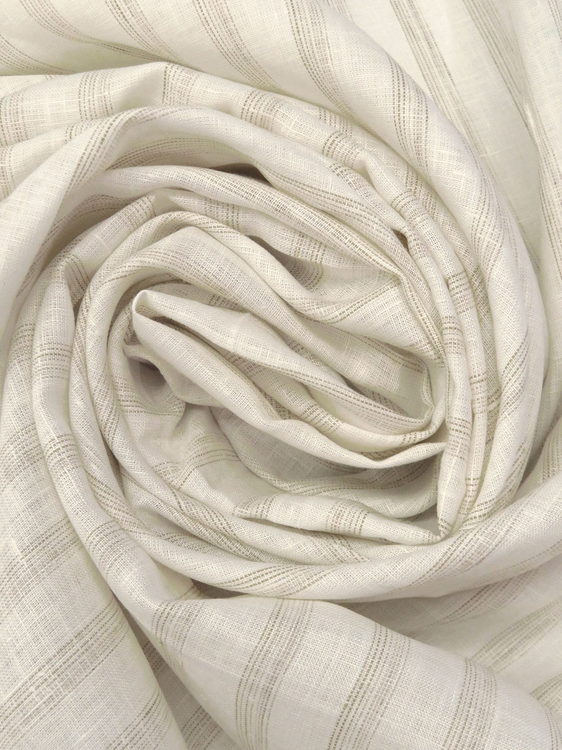 Pastel Olive/Off-White 100% Linen Vertical Stripe Weave Shirt Weight Woven 56W