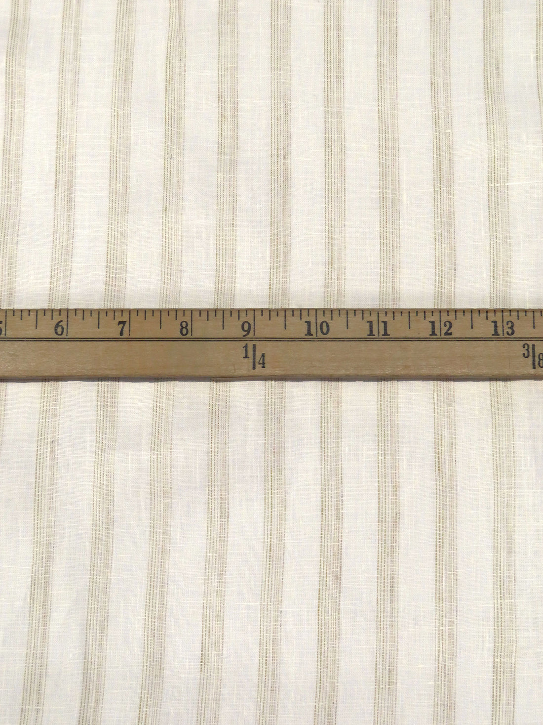 Pastel Olive/Off-White 100% Linen Vertical Stripe Weave Shirt Weight Woven 56W