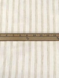 Pastel Olive/Off-White 100% Linen Vertical Stripe Weave Shirt Weight Woven 56W