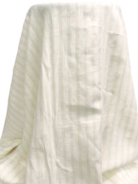 Pastel Olive/Off-White 100% Linen Vertical Stripe Weave Shirt Weight Woven 56W