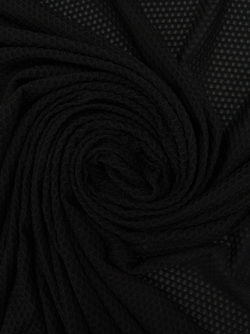Black Polyester/Lycra Fishnet-Like Knit 52W