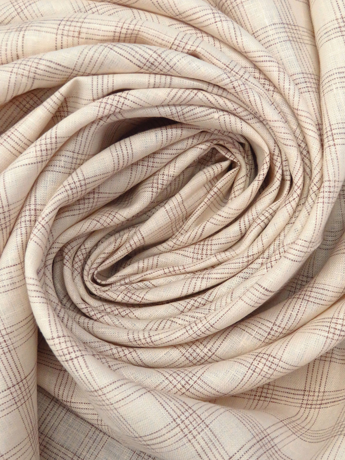 Wheat/Pale Brown 100% Linen Windowpane Weave Shirt Weight Woven 57W