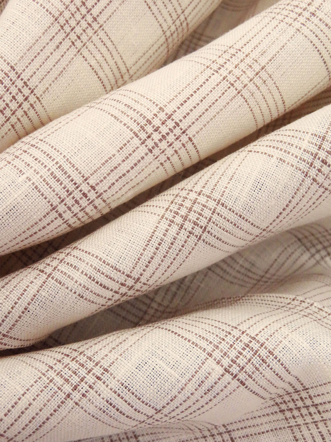 Wheat/Pale Brown 100% Linen Windowpane Weave Shirt Weight Woven 57W