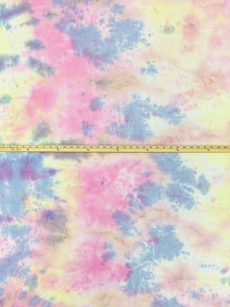 Periwinkle/Soft Daffodil/Cameo Pink 100% Rayon Tie-Dyed Crinkle Challis 56W