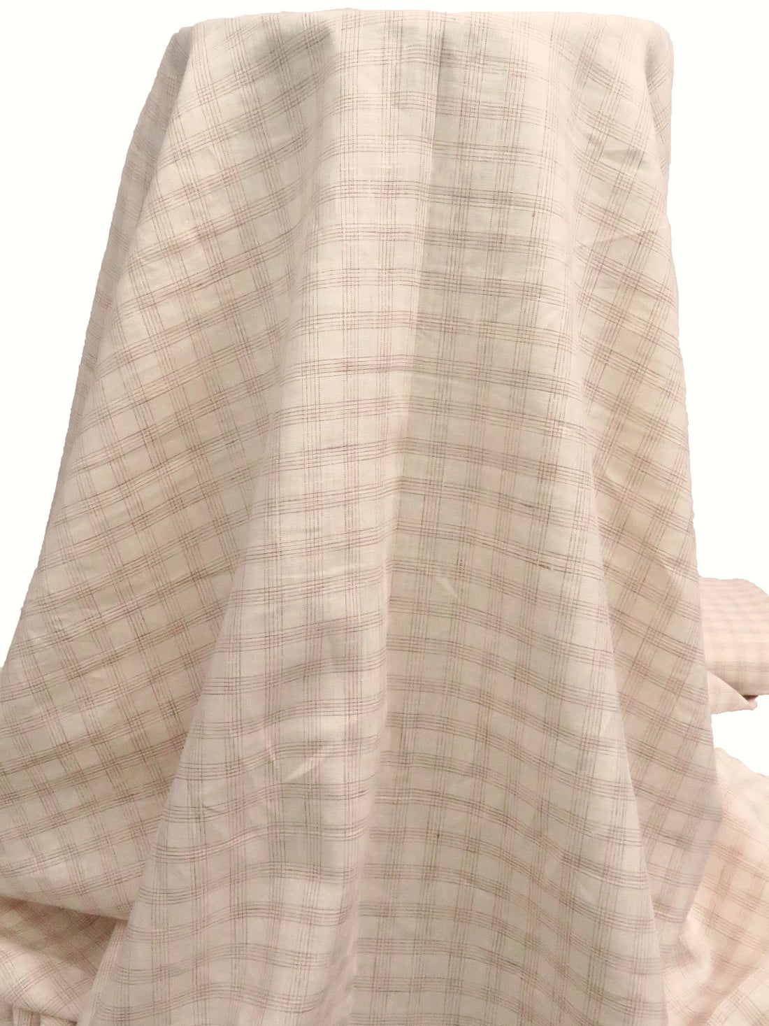 Wheat/Pale Brown 100% Linen Windowpane Weave Shirt Weight Woven 57W