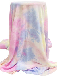 Periwinkle/Soft Daffodil/Cameo Pink 100% Rayon Tie-Dyed Crinkle Challis 56W