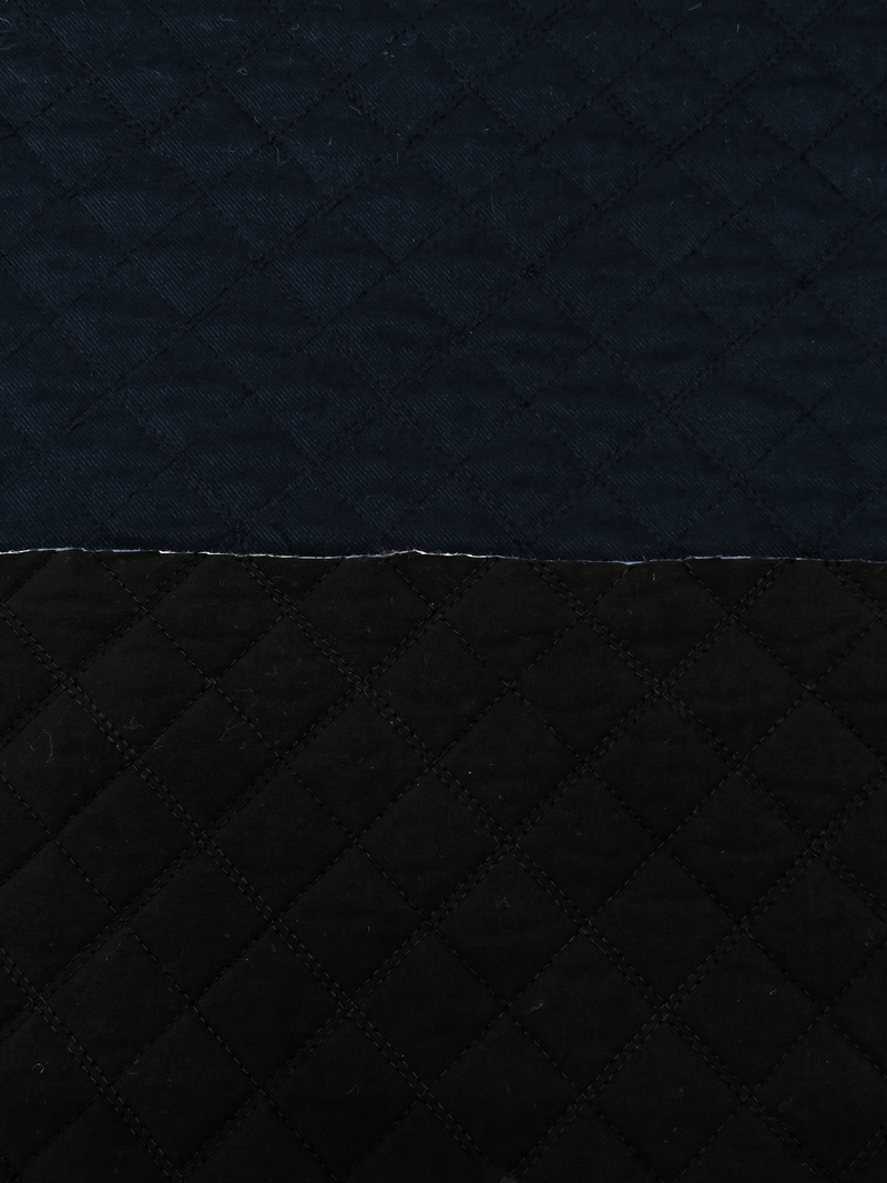 Midnight Navy/Black Cotton/Polyester Reversible Diamond Quilted Coating - NY Designer - 56W